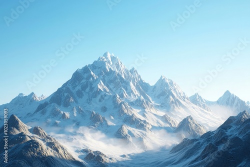 Majestic Snow-Capped Peaks Against Clear Blue Sky