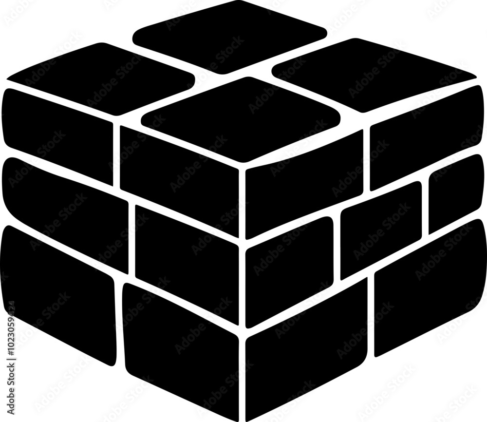 Stylized Vector Block Cube Design in Black Stylized Vector Block Cube Design in Black