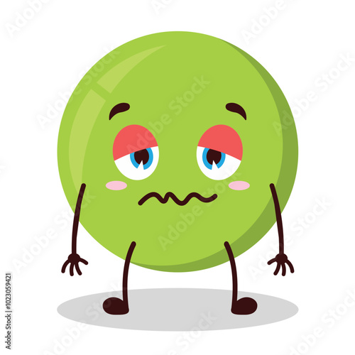 cute grumpy expression of pea cartoon character