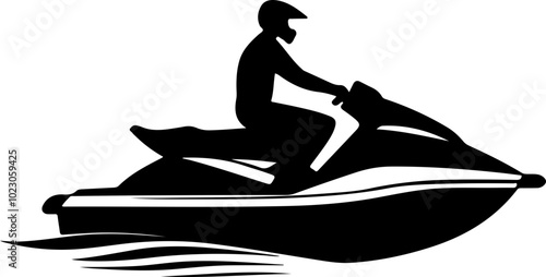 Vector of Jet Ski Rider in Action on Water