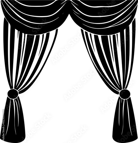 Elegant Vector Black Drapes with Detailed Texture