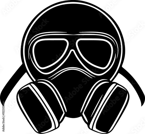 Stylized Vector Illustration of a Gas Mask Design