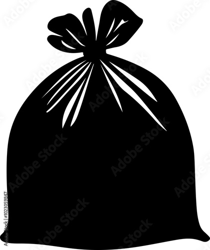 Black Silhouette of a Garbage Bag Vector Illustration