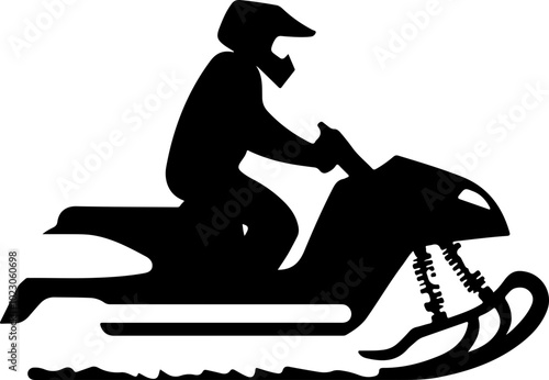 Silhouette of a Snowmobile Rider in Action photo