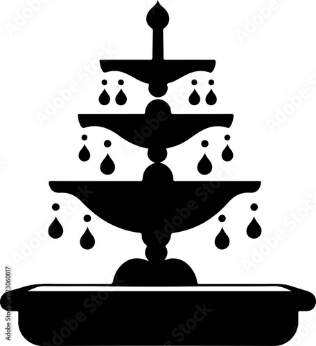 Elegant Three-Tiered Fountain Silhouette Design