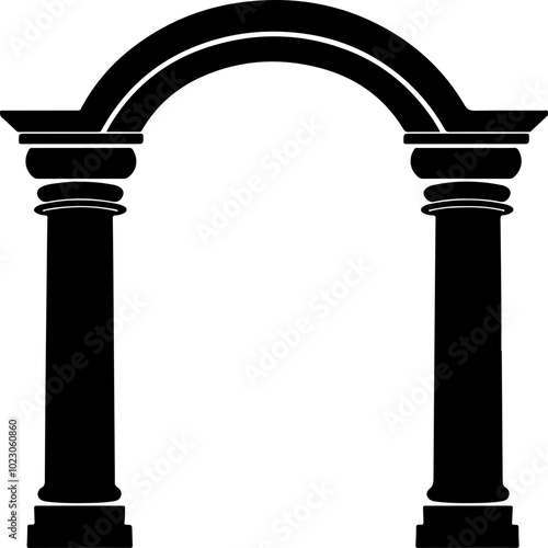 Elegant Black Arch with Fluted Columns Vector Design