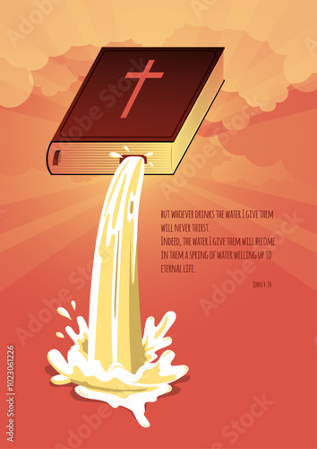 Bible pouring a spring of water welling up to eternal life