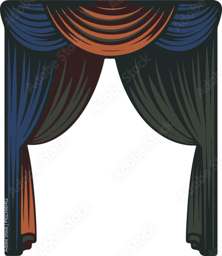 Elegant Vector Drapery Curtain Design