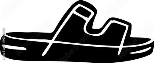 Stylized Black Vector Illustration of a Slipper