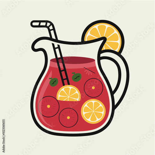 Refreshing Drink Illustration with Citrus Slices