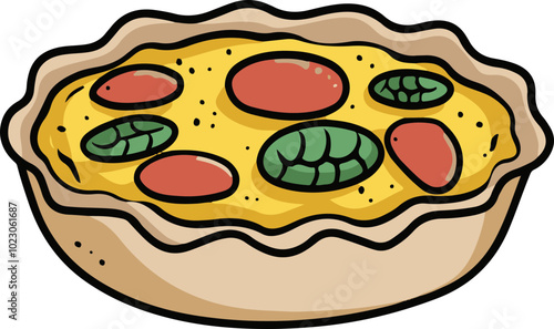 Colorful Vector Illustration of a Delicious Quiche