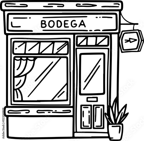 Vector Illustration of a Cozy Bodega Shopfront