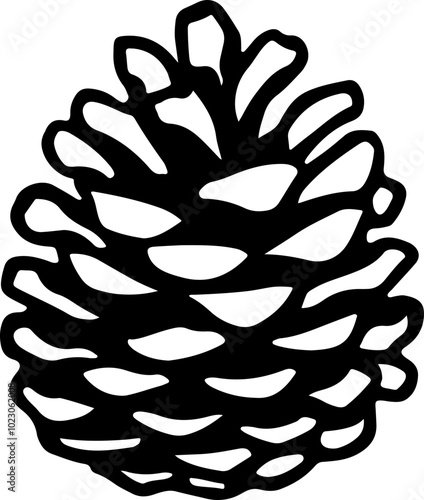 Stylized Vector Illustration of a Pine Cone