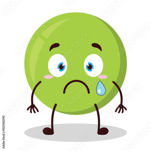 cute nervous expression of pea cartoon character