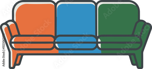 Stylized Vector Couch in Vibrant Colors