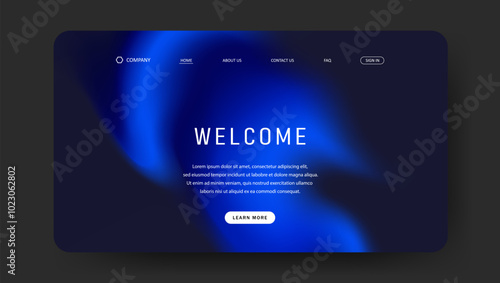 Abstract wave futuristic design of landing page. retro gradient mesh website design