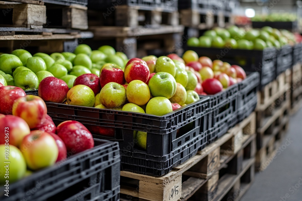 Apples, ripe and juicy, nestled in a woven basket, ready to be purchased at the bustling market Apples, ripe and juicy, nestled in a woven basket, ready to be purchased at the bustling market