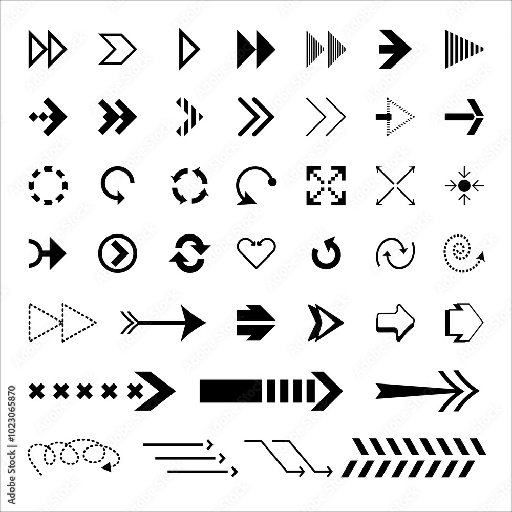 A set of arrow and cursor icons for the user interface A set of arrow and cursor icons for the user interface