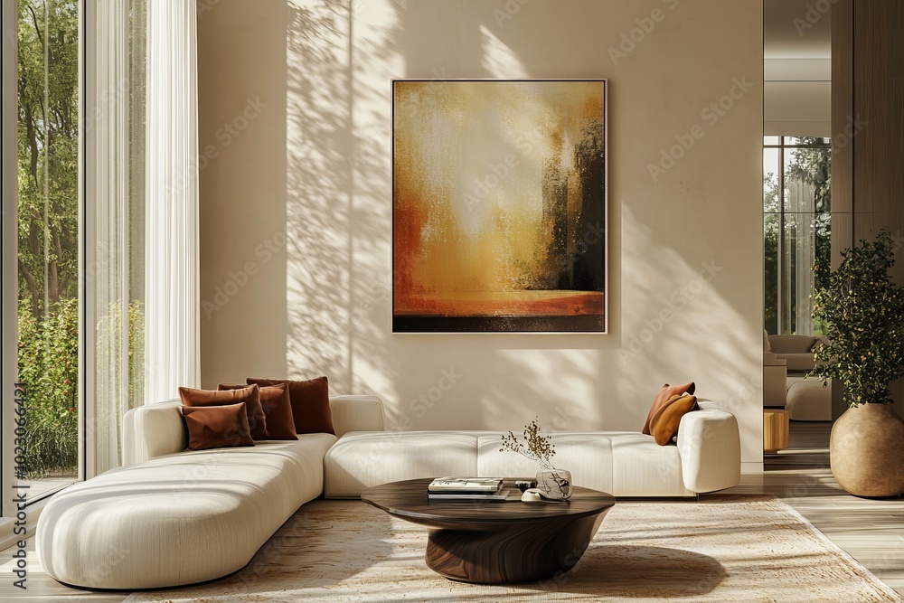 Fototapeta premium Mock up interior wall art