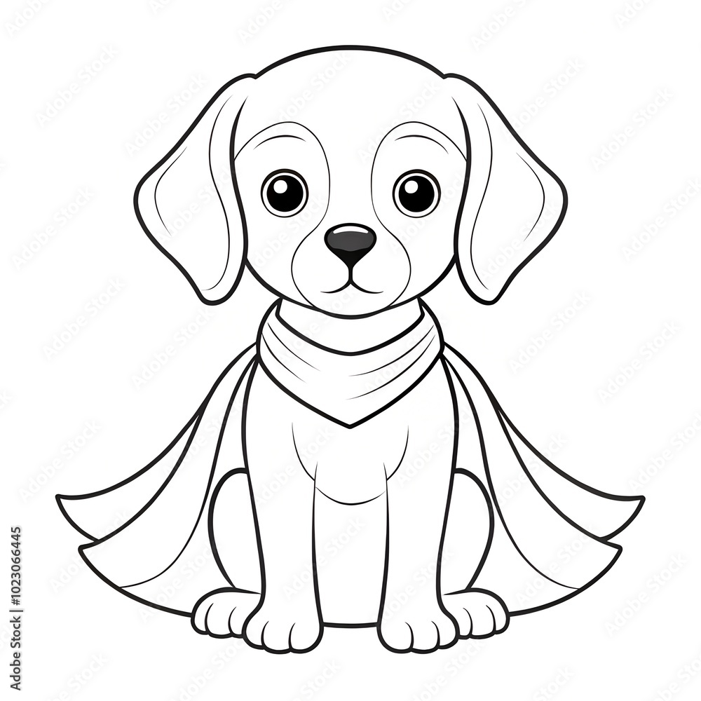 Coloring page with puppy is a superhero Coloring page with puppy is a superhero