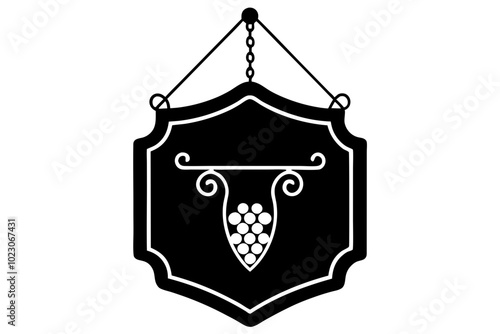 British Pub Sign Silhouette Vector Illustration Traditional Clipart