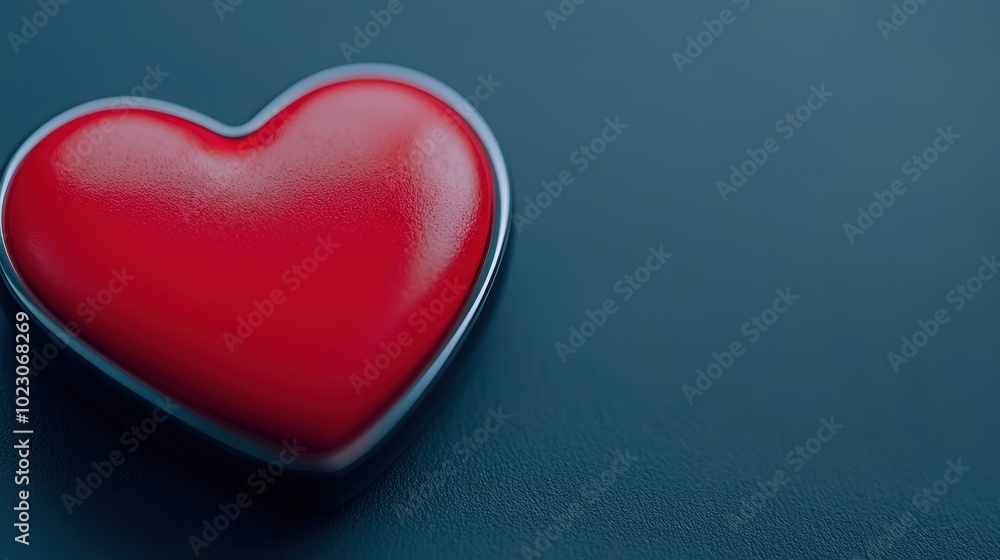 Minimalist 3D render of a heart and tennis racket, low angle, promoting cardiovascular health through sports and active living. Minimalist 3D render of a heart and tennis racket, low angle, promoting cardiovascular health through sports and active living.