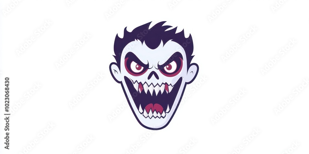 A spooky cartoon skull with an evil grin, perfect for Halloween or horror-themed graphics and designs.