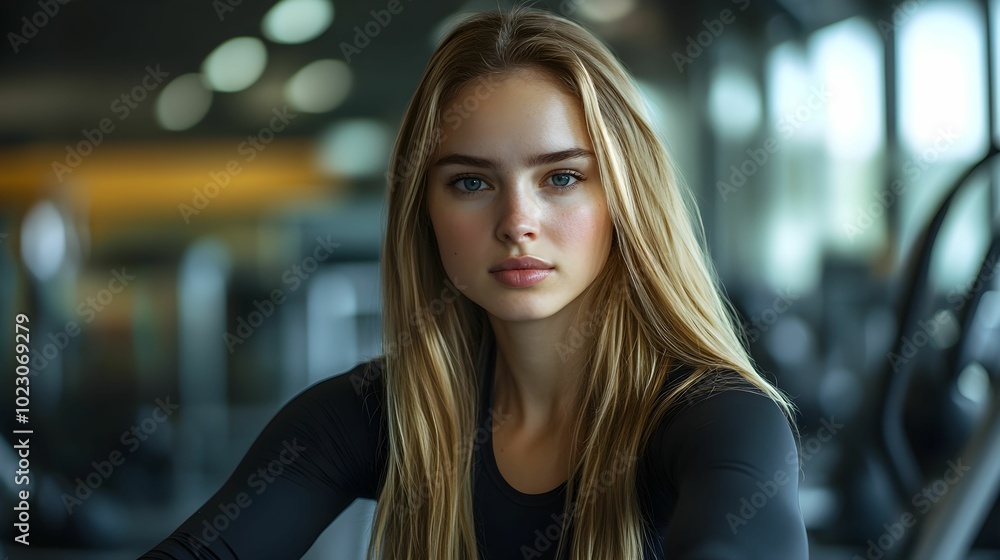 Obraz premium kobieta, trening, siłownia, blondynka, sportowy strój, ćwiczenie, stock photo, Canon EOS R3, przysłona f/2.0, nowoczesna siłownia, aktywność fizyczna, fitness, kobieta w ruchu, trening siłowy, zdrowy,