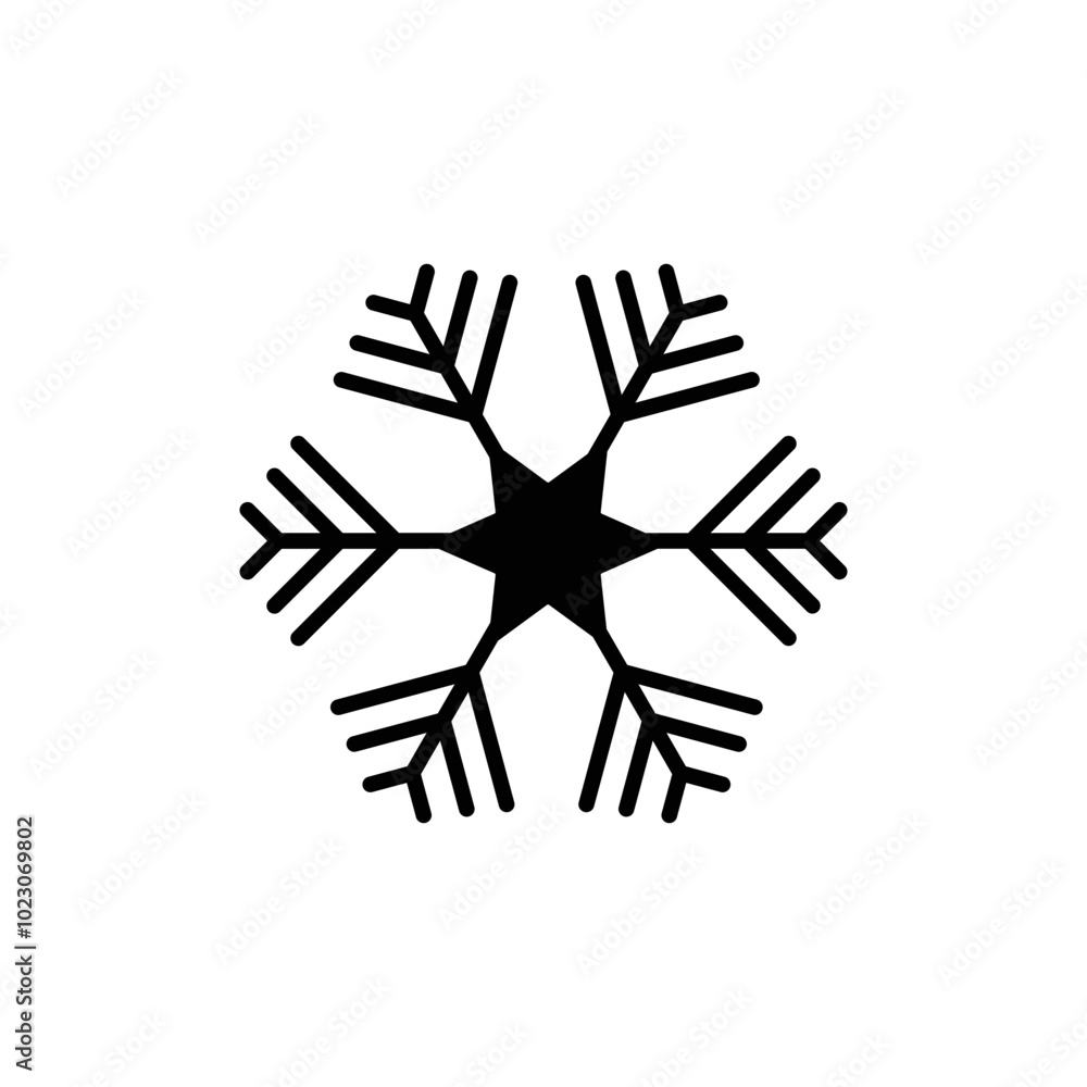 Obraz premium Snowflakes Vectors with Editable Strokes - Christmas, Holidays, Celebration, Decorative Elements for Winter Season