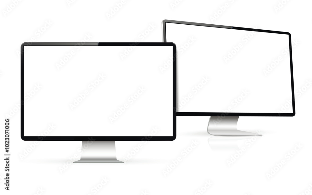 Realistic two computer screens mockup Realistic two computer screens mockup