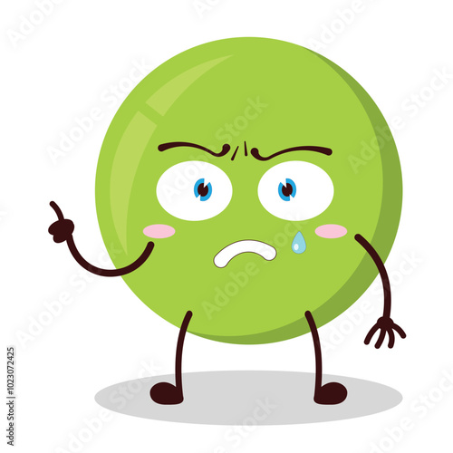 cute weird expression of pea cartoon character
