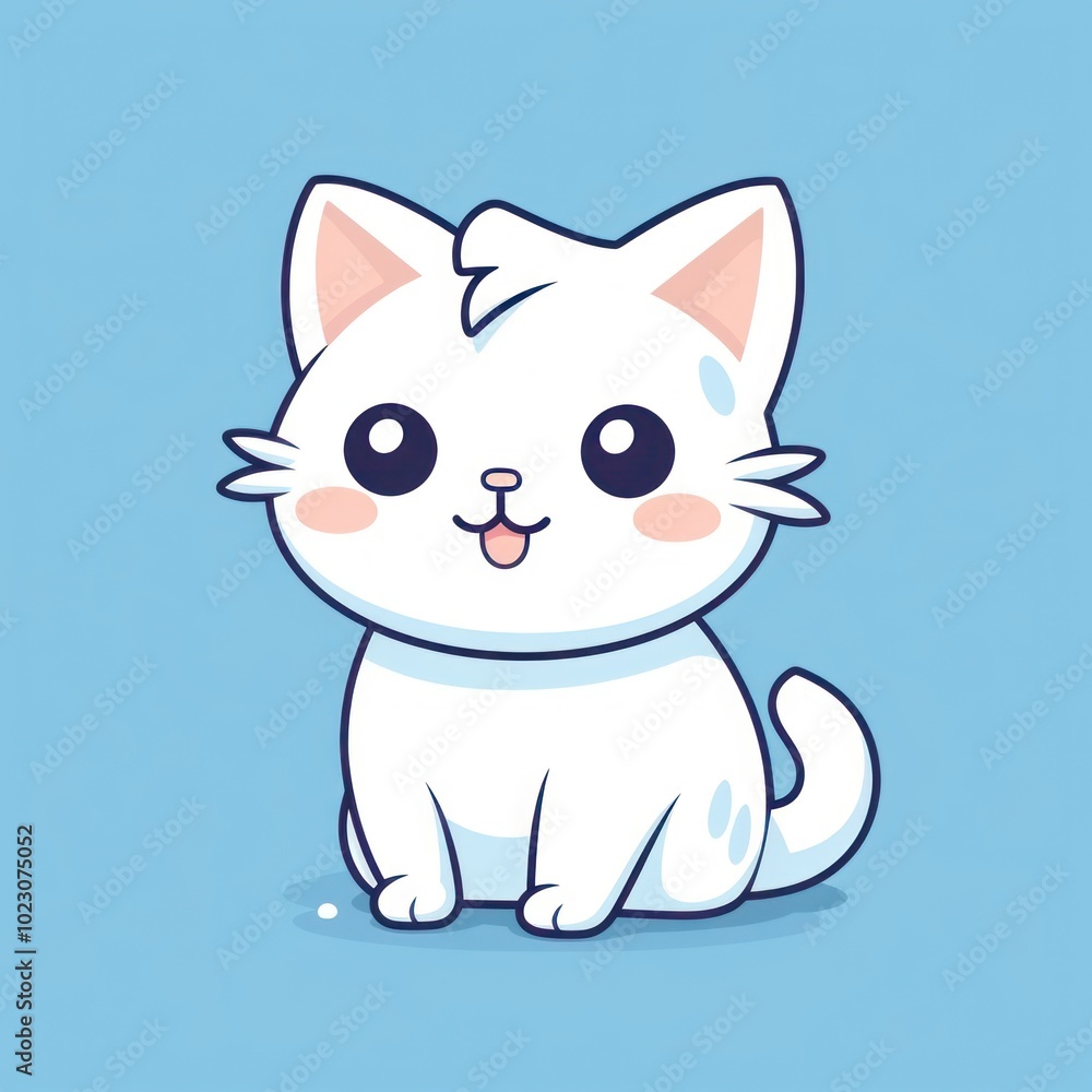 Cute white cartoon cat illustration Cute white cartoon cat illustration