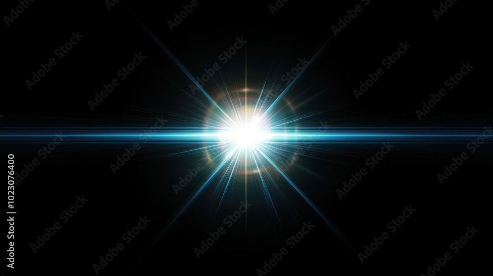 Bright glowing light with lens flare effects radiating from center, creating stunning visual impact against dark background. This evokes sense of wonder and brilliance Bright glowing light with lens flare effects radiating from center, creating stunning visual impact against dark background. This evokes sense of wonder and brilliance
