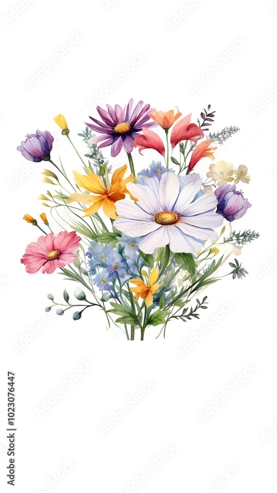Watercolor Wildflower Bouqet Watercolor Wildflower Bouqet