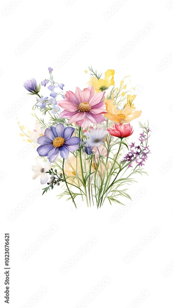 Watercolor Wildflower Bouqet Watercolor Wildflower Bouqet
