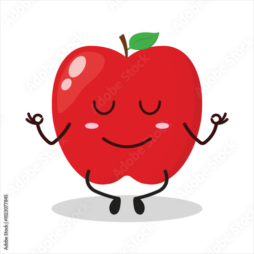 cute yoga expression of red apple cartoon character