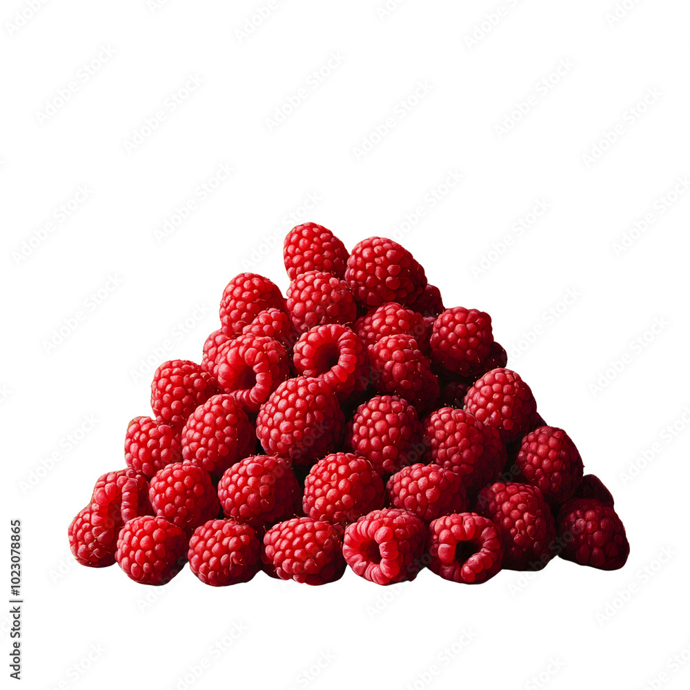 A pile of raspberries isolated on white background. A pile of raspberries isolated on white background.