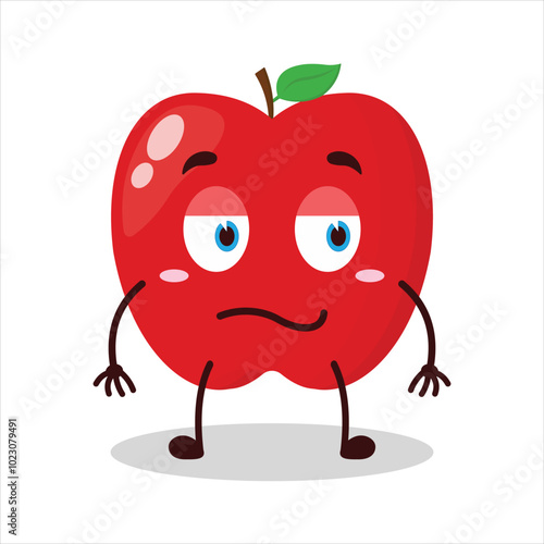 cute silent expression of red apple cartoon character