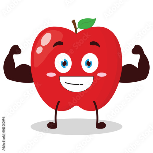 cute masculine healthy athlete expression of red apple cartoon character