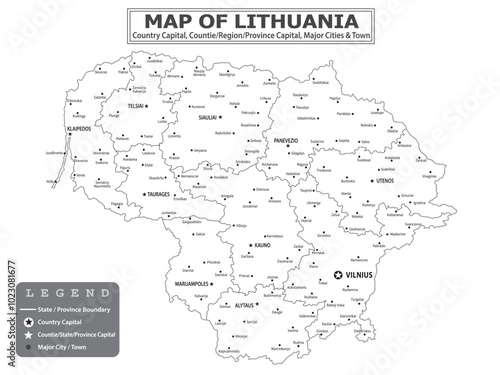 European Country Geography Political map. Political map of country with capital, province or state capital, major cities and town.