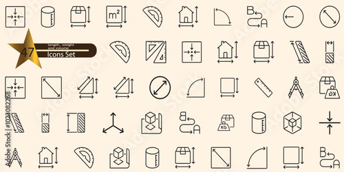 Icons set weight and volume