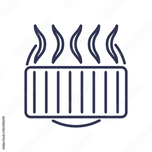 Radiator icon with heat waves symbolizes warmth and comfort.