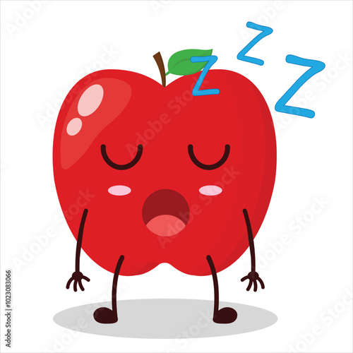 cute rest expression of red apple cartoon character