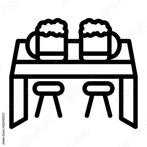 Beer Garden Table and Chairs Vector Design Icon Style