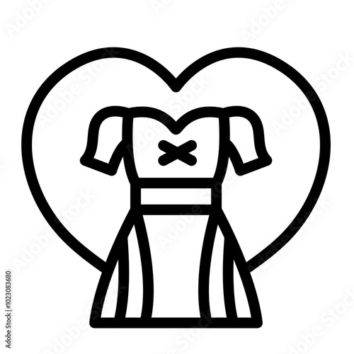 Dirndl Heart Crest Vector Design Icon Style