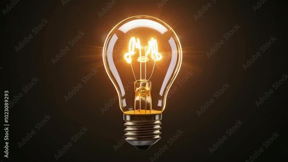Glowing Incandescent Light Bulb Illuminating Ideas Against a Black Background – 4K. Glowing Incandescent Light Bulb Illuminating Ideas Against a Black Background – 4K.