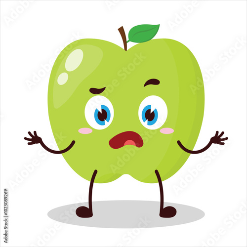cute don't know expression of green apple cartoon character