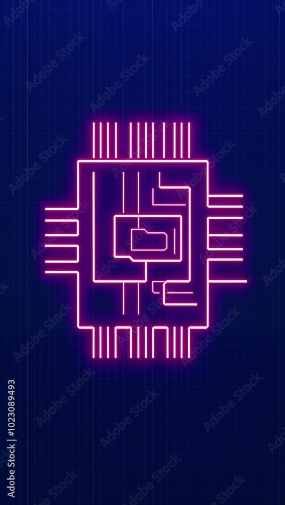 Neon circuits in dark blue grid background for invitation or card screensaver Neon circuits in dark blue grid background for invitation or card screensaver