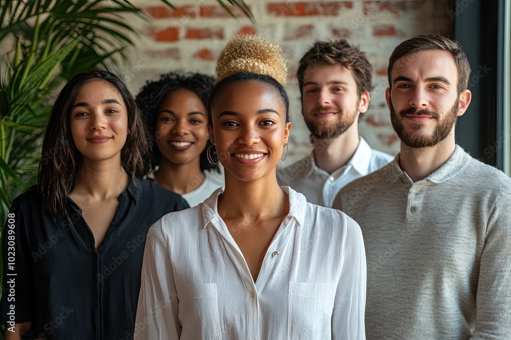 Smiling group of diverse coworkers. This photo is perfect for showcasing a team's diversity and unity. Smiling group of diverse coworkers. This photo is perfect for showcasing a team's diversity and unity.