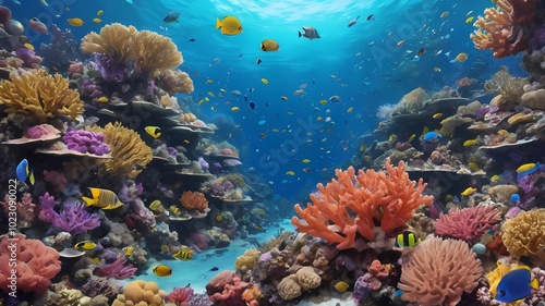 Wallpaper Mural Colorful Underwater Coral Reef with Marine Life Torontodigital.ca